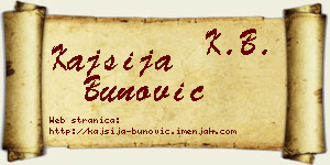 Kajsija Bunović vizit kartica